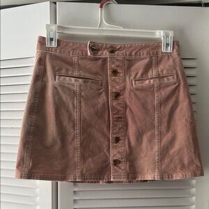 American Outfitters Corduroy Pink Button-Front Size 8L Mini Skirt